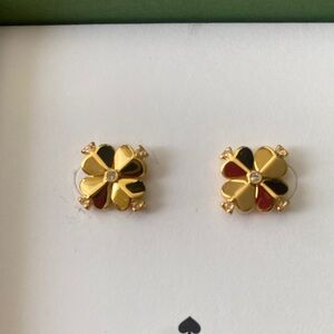 Authentic Kate Spade Gold and Black Flower Stud Earrings